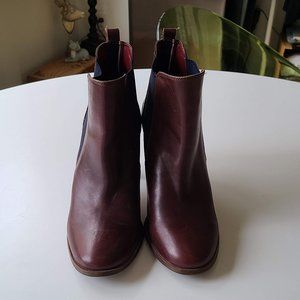 Tommy Hilfiger Leather Maroon Bootie Heels